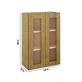 Modernform Cabinet Natural Shaker 24" W X 36" H X 12" D Double Glass Door Wall Cabinet