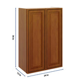 J&K Mocha Glazed K10 Double Door Wall Cabinet - 24" W x 36" H