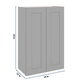 J&K Castle Grey S5 Double Door Wall Cabinet - 24" W x 36" H