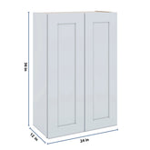 J&K White Shaker S8 Double Door Wall Cabinet - 24" W x 36" H