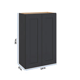 Modernform Cabinet Onyx Black Shaker 24" W X 36" H X 12" D Double Door Wall Cabinet