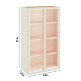 Modernform Cabinet Slim Dove White 24" W X 42" H X 12" D Double Glass Door Wall Cabinet