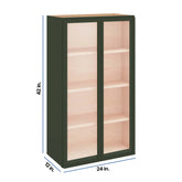 Modernform Cabinet Slim Sage Green 24" W X 42" H X 12" D Double Glass Door Wall Cabinet