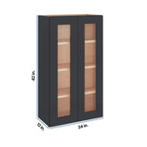 Modernform Cabinet Onyx Black Shaker 24" W X 42" H X 12" D Double Glass Door Wall Cabinet