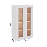 Modernform Cabinet White Shaker 24" W X 42" H X 12" D Double Glass Door Wall Cabinet