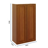 J&K Mocha Glazed K10 Double Door Wall Cabinet - 24" W x 42" H