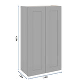 J&K Castle Grey S5 Double Door Wall Cabinet - 24" W x 42" H