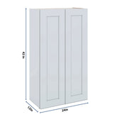 J&K White Shaker S8 Double Door Wall Cabinet - 24" W x 42" H