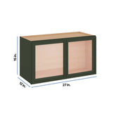 Modernform Cabinet Slim Sage Green 27" W X 15" H X 12" D Double Glass Door Wall Cabinet