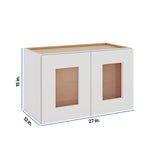 Modernform Cabinet White Shaker 27" W X 15" H X 12" D Double Glass Door Wall Cabinet