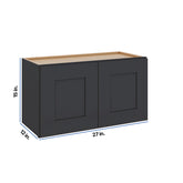 Modernform Cabinet Onyx Black Shaker 27" W X 15" H X 12" D Double Door Wall Cabinet