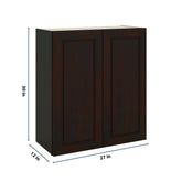 J&K Espresso K8 Double Door Wall Cabinet - 27" W x 30" H