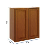 J&K Mocha Glazed K10 Double Door Wall Cabinet - 27" W x 30" H