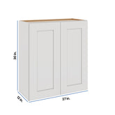 Modernform Cabinet White Shaker 27" W X 30" H X 12" D Double Door Wall Cabinet