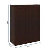 J&K Java Coffee S1 Double Door Wall Cabinet - 27" W x 36" H