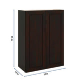 J&K Espresso K8 Double Door Wall Cabinet - 27" W x 36" H