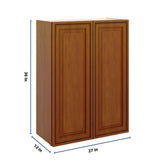 J&K Mocha Glazed K10 Double Door Wall Cabinet - 27" W x 36" H