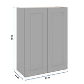 J&K Castle Grey S5 Double Door Wall Cabinet - 27" W x 36" H
