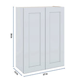 J&K White Shaker S8 Double Door Wall Cabinet - 27" W x 36" H
