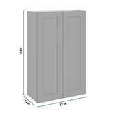 J&K Castle Grey S5 Double Door Wall Cabinet - 27" W x 42" H