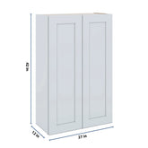 J&K White Shaker S8 Double Door Wall Cabinet - 27" W x 42" H