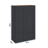 Modernform Cabinet Onyx Black Shaker 27" W X 42" H X 12" D Double Door Wall Cabinet