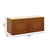 J&K Mocha Glazed K10 Double Door Wall Cabinet - 30" W x 12" H