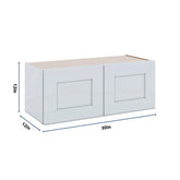 J&K White Shaker S8 Double Door Wall Cabinet - 30" W x 12" H