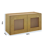 Modernform Cabinet Natural Shaker 30" W X 15" H X 12" D Double Glass Door Wall Cabinet