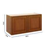 J&K Mocha Glazed K10 Double Door Wall Cabinet - 30" W x 15" H