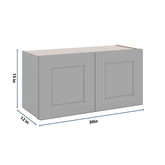 J&K Castle Grey S5 Double Door Wall Cabinet - 30" W x 15" H