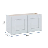 J&K White Shaker S8 Double Door Wall Cabinet - 30" W x 15" H