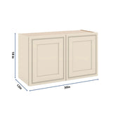 J&K Pearl Glazed H9 Double Door Wall Cabinet - 30" W x 18" H