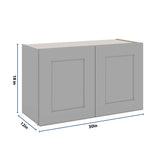 J&K Castle Grey S5 Double Door Wall Cabinet - 30" W x 18" H