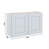 J&K White Shaker S8 Double Door Wall Cabinet - 30" W x 18" H