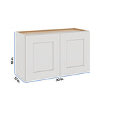 Modernform Cabinet White Shaker 30" W X 18" H X 12" D Double Door Wall Cabinet