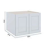 J&K White Shaker S8 Refrigerator Wall Cabinet - 30" W x 21" H x 27" D
