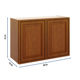 J&K Mocha Glazed K10 Double Door Wall Cabinet - 30" W x 21" H