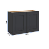 Modernform Cabinet Onyx Black Shaker 30" W X 21" H X 12" D Double Door Wall Cabinet