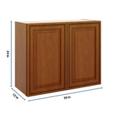 J&K Mocha Glazed K10 Double Door Wall Cabinet - 30" W x 24" H