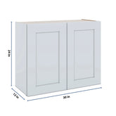 J&K White Shaker S8 Double Door Wall Cabinet - 30" W x 24" H