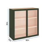 Modernform Cabinet Slim Sage Green 30" W X 30" H X 12" D Double Glass Door Wall Cabinet