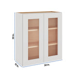 Modernform Cabinet White Shaker 30" W X 30" H X 12" D Double Glass Door Wall Cabinet
