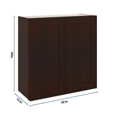 J&K Java Coffee S1 Double Door Wall Cabinet - 30" W x 30" H