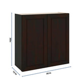 J&K Espresso K8 Double Door Wall Cabinet - 30" W x 30" H