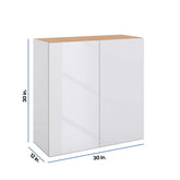 Modernform Cabinet Gloss White 30" W X 30" H X 12" D Double Door Wall Cabinet