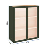 Modernform Cabinet Slim Sage Green 30" W X 36" H X 12" D Double Glass Door Wall Cabinet
