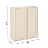 J&K Pearl Glazed H9 Double Door Wall Cabinet - 30" W x 36" H