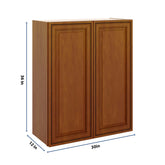 J&K Mocha Glazed K10 Double Door Wall Cabinet - 30" W x 36" H