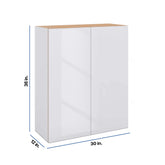 Modernform Cabinet Gloss White 30" W X 36" H X 12" D Double Door Wall Cabinet